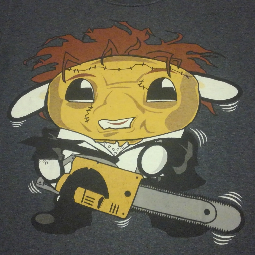 Leatherface Horror cartoon Shirt Gray Small - Picture 4 of 6